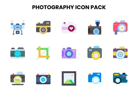 Photography Flat Graphics Icons Pack Illustration