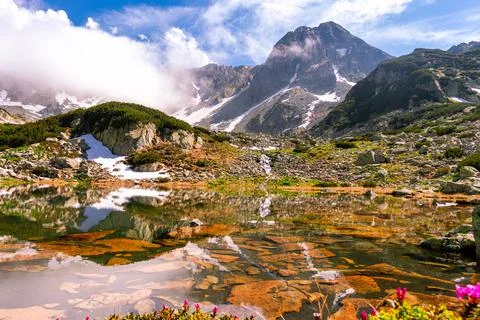 Photography of a glacial lake in the mountains Stock Photos