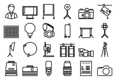 Photography Icon Set Stock Illustration