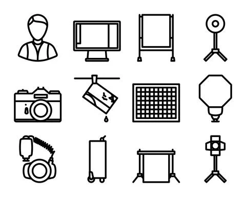 Photography Icon Set Stock Illustration