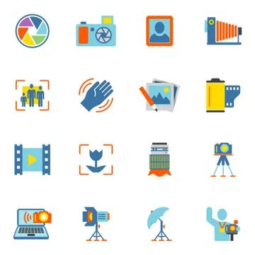 Photography Icons Flat イラスト素材