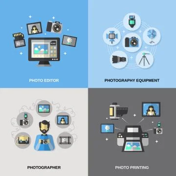 Photography Icons Flat Illustration