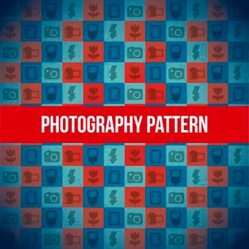 Photography icons, pattern background. vector illustration Stock Illustration