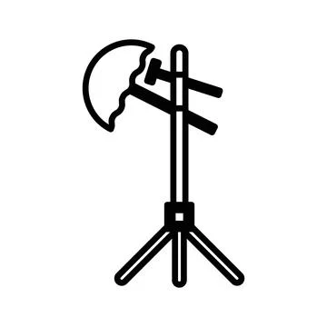 Photography lighting linear logo mark in black and white 스톡 일러스트