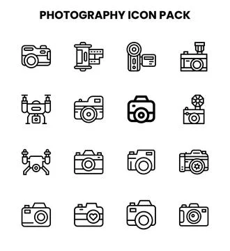 Photography Line Vector Icons Pack Stock Illustration