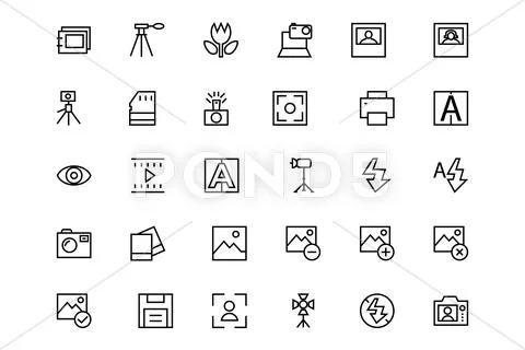 Photography Line Vector Icons Set