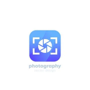 Photography logo with camera icon Stock Illustration