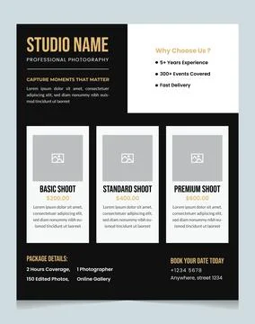 Photography Pricing Flyer Template Stock Illustration
