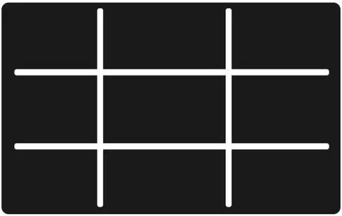 Photography Rule. Rule of thirds composition. Horizontal and vertical grid li Stock Illustration