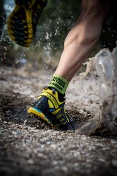 Photography session of trail runner Stock Photos