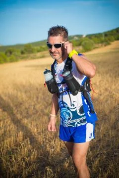 Photography session of trail runner Stock Photos