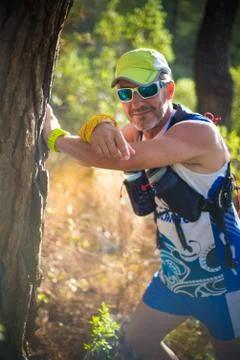 Photography session of trail runner Stock Photos