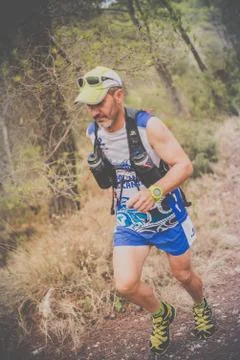 Photography session of trail runner Stock Photos