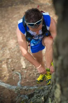 Photography session of trail runner Stock Photos