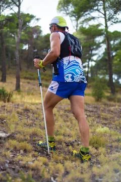 Photography session of trail runner Stock Photos