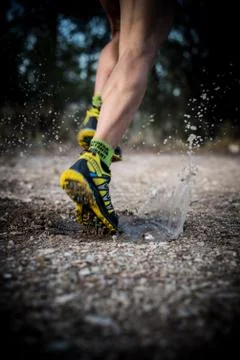 Photography session of trail runner Stock Photos