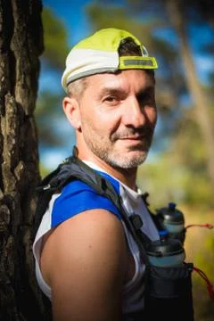 Photography session of trail runner Stock Photos