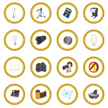Photography set icon circle Stock Illustration