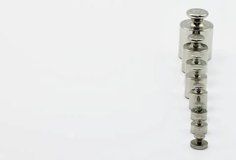 Photography with stack focus technique of a set of metal weights of differe.. Stock Photos