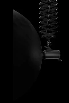Photography studio flash on ceiling pantograph with sofbox isolated on black. Stock Illustration