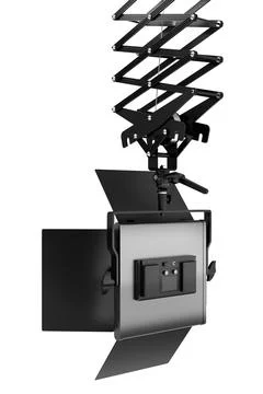 Photography studio led flash light on ceiling pantograph isolated on white. Stock Illustration