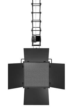 Photography studio led flash light on ceiling pantograph isolated on white. Stock Illustration