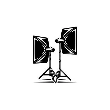Photography Studio Lighting Equipment Setup. Vector icon. Stock Illustration