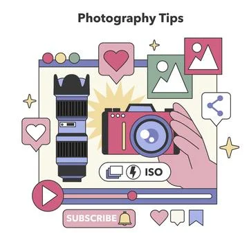 Photography Tips guide. Flat vector illustration Stock Illustration