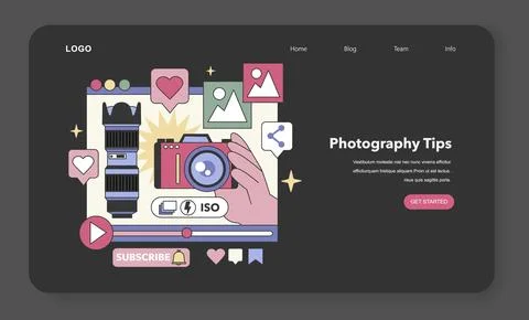 Photography Tips guide. Flat vector illustration Stock Illustration