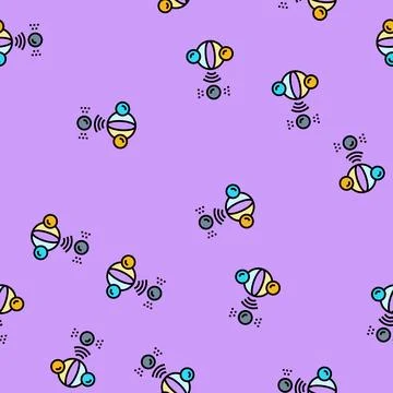 Photonic qubit quantum computer vector seamless pattern Stock-Illustration