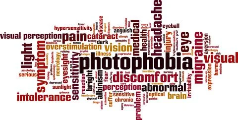 Photophobia word cloud Stock Illustration