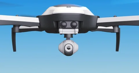 Photorealistic 3d animated drone's arrival - alpha matte- front view Stock Footage 106905276