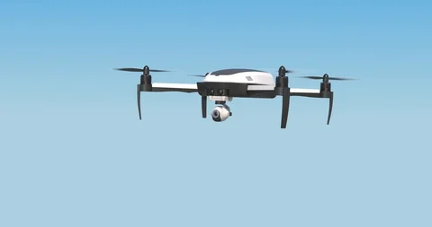 Photorealistic 3d animated drone's arrival - alpha matte Stock Footage 106905396