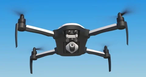 Photorealistic 3d animated drone's arrival - alpha matte - bottom closeup Stock Footage 106905670
