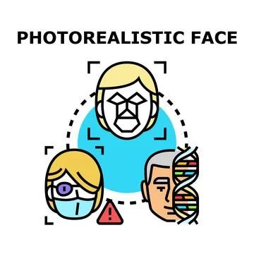 Photorealistic face recognition technology concept visualizing artificial i.. 스톡 일러스트