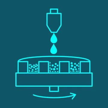 Photoresist Development- developer dissolving exposed resist on a wafer 스톡 일러스트