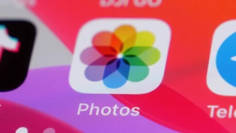 Photos Icon iPhone Screen Stock Footage 162485283