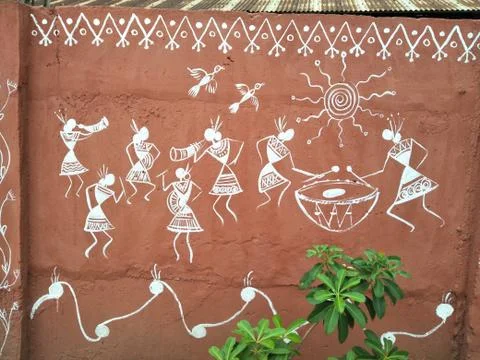 Photos of Indian villages ,Indian Tribal Painting, Stock Photos