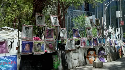 Photos Of The Missing Students From 2014 Iguala Mass Kidnapping On Show In Stock Footage 197430843
