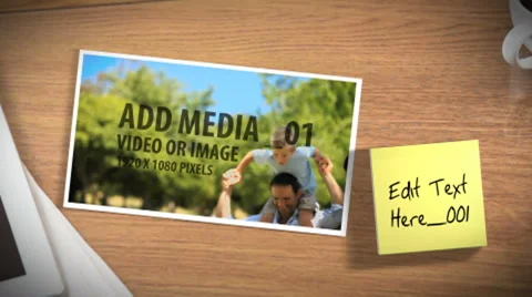 Photos with Sticky Note Description Stock After Effects