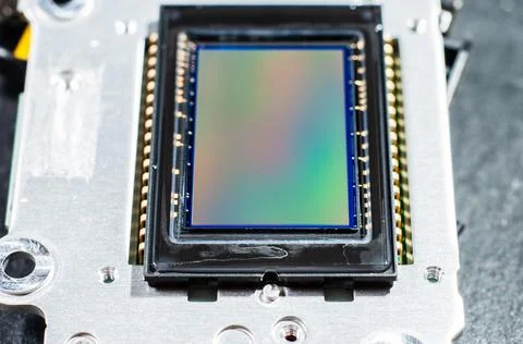 Photosensitive sensor of a DSLR close-up, macro photography Stock Photos