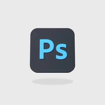 Photoshop App Icon on Flat Gray Background Stock Illustration
