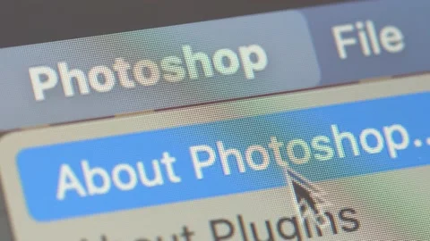 Photoshop on a Computer Screen Mouse Selecting Settings Stock Footage 148240648