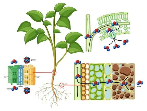 Photosynthesis Process in Plants Illustrated Stock Illustration