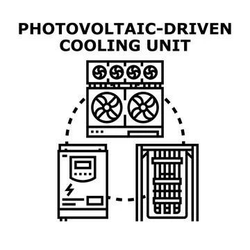 Photovoltaic driven cooling unit system concept Stockillustratie