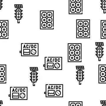 Photovoltaic Energy Vector Seamless Pattern Stock Illustration