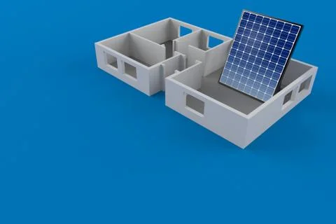 Photovoltaic panel inside house plan Stock Illustration