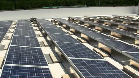 Photovoltaic's on rooftop Stock Footage 12366126