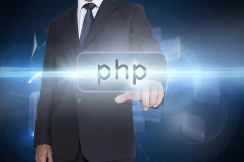 Php against glowing technological background Ilustración de archivo