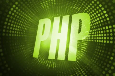 Php against green pixel spiral Ilustración de archivo